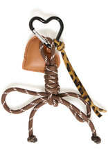 ICHI Lea Heart Bag Charm in Chicory Coffee