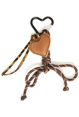 ICHI Lea Heart Bag Charm in Chicory Coffee