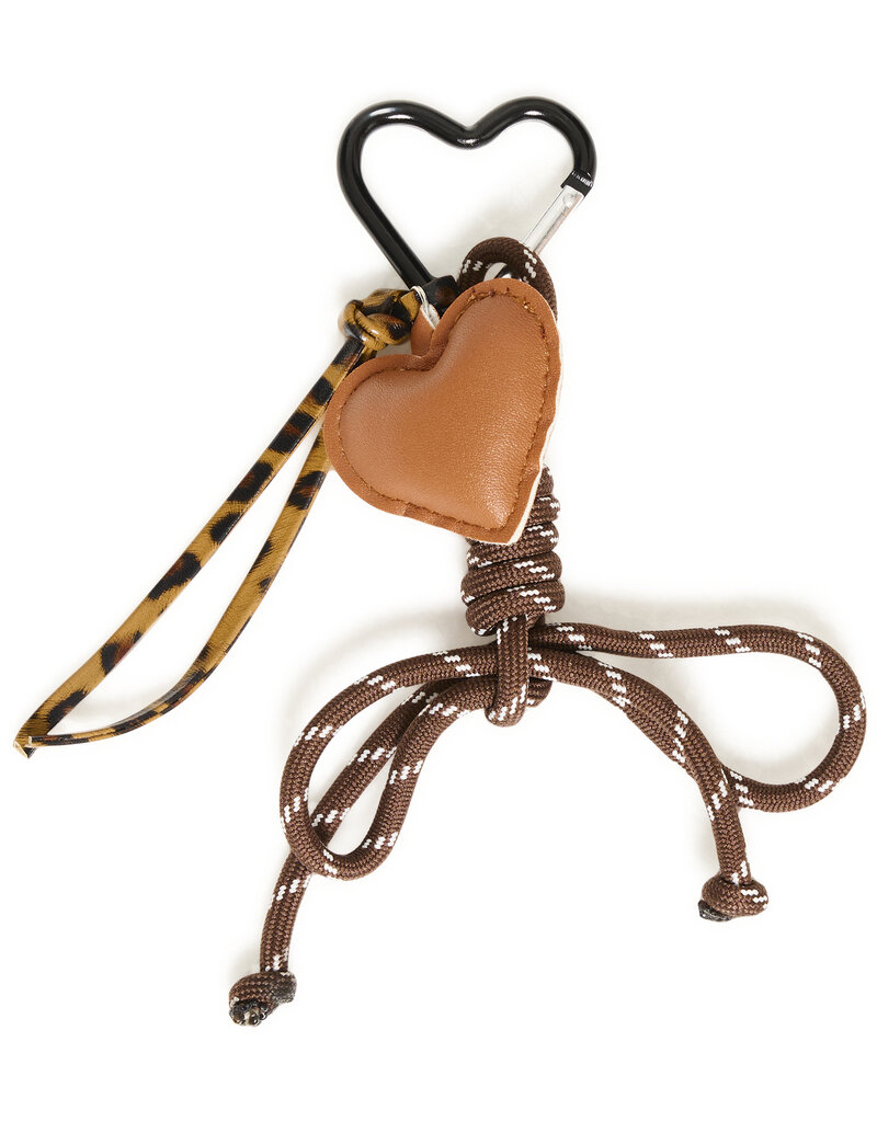 ICHI Lea Heart Bag Charm in Chicory Coffee
