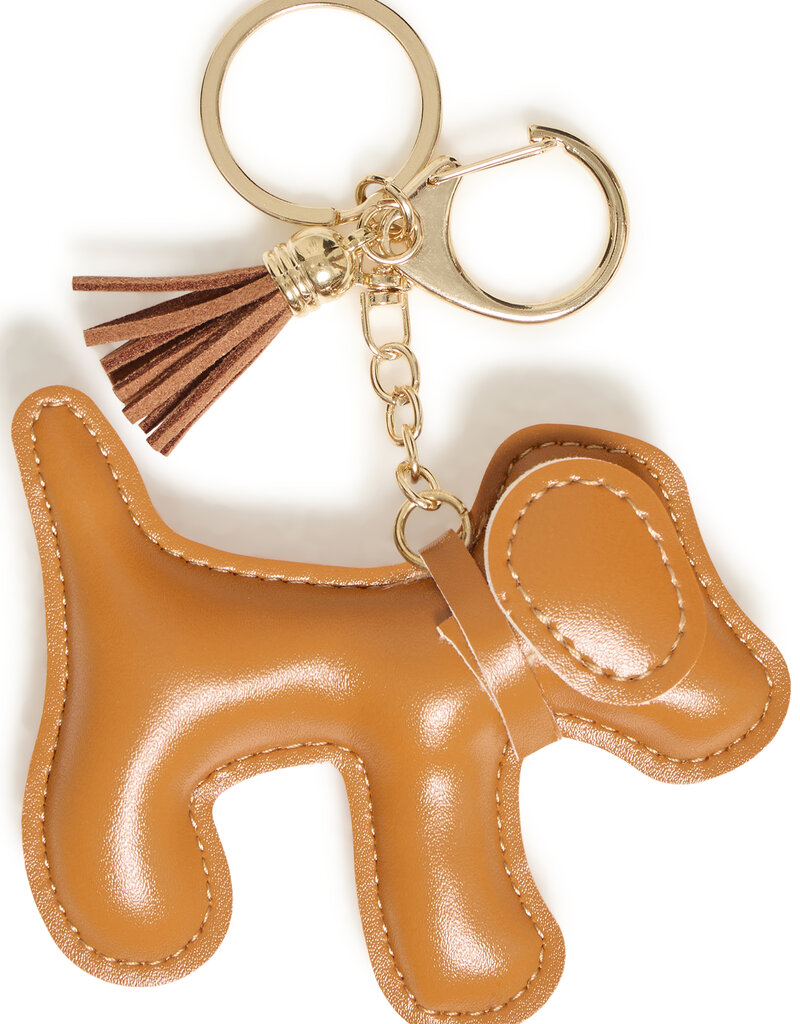 ICHI Lilli Puppy Bag Charm in Cognac