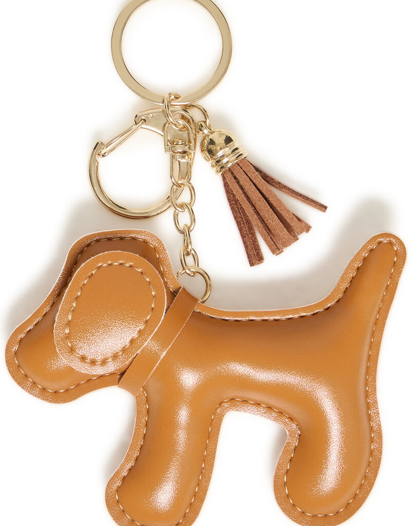 ICHI Lilli Puppy Bag Charm in Cognac