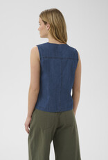 Part Two Delaila Cotton Denim Vest with Ties in Medium Dark Blue