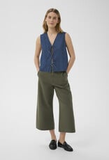 Part Two Delaila Cotton Denim Vest with Ties in Medium Dark Blue