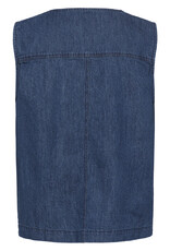 Part Two Delaila Cotton Denim Vest with Ties in Medium Dark Blue