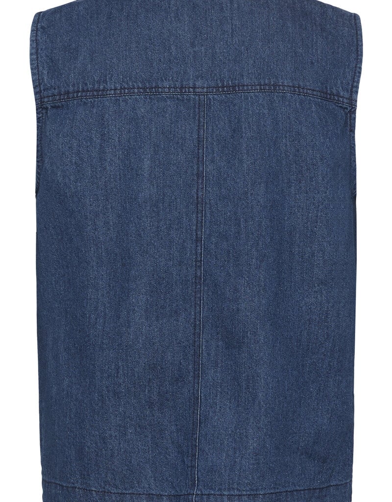 Part Two Delaila Cotton Denim Vest with Ties in Medium Dark Blue