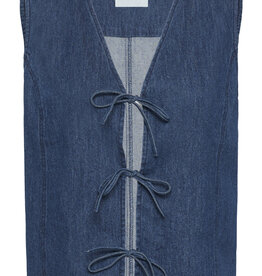 Part Two Delaila Dark Cotton Denim Vest with Ties