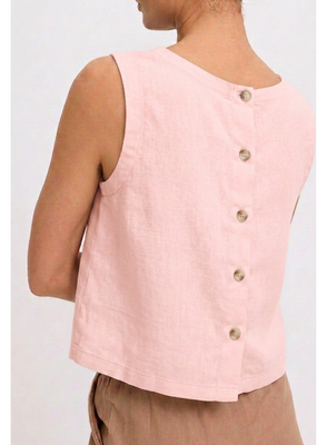 B.Young Falakka Linen Blend Button-Back Top *Two Colours*
