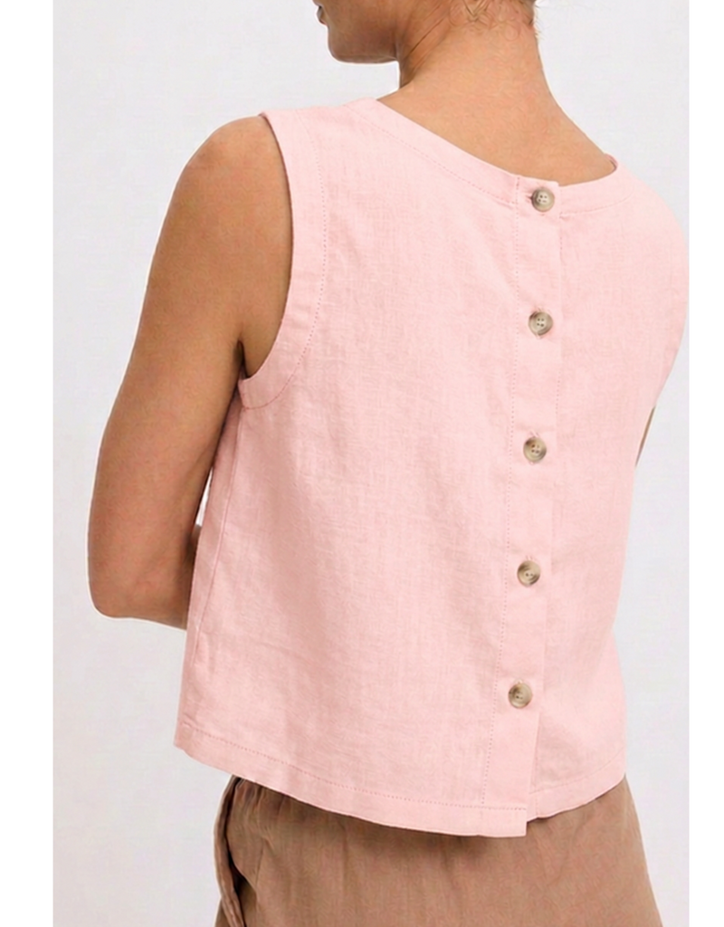 B.Young Falakka Linen Blend Button Back Top