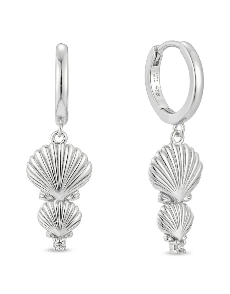 Haiku Lane Seaside Daydream Huggie with Seashell Dangle in Silver