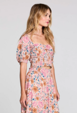 Saltwater Luxe Amarra Rouched Bodice Puff Sleeve Top