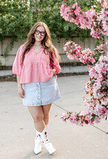 B.Young Kacila 100% Cotton Denim Skirt with Buttons in Light Blue