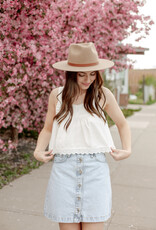 B.Young Kacila 100% Cotton Denim Skirt with Buttons in Light Blue