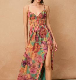 Dress Forum *Best-Seller* Garden Promenade Corset Maxi Dress in Delicate Blues Floral