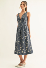 Adelyn Rae Arleta Jacquard Sleeveless Corset Midi Dress