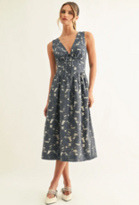 Adelyn Rae Arleta Jacquard Sleeveless Corset Midi Dress