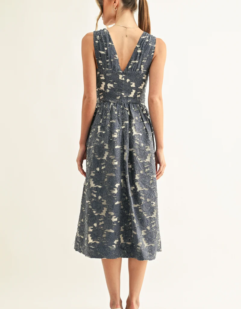 Adelyn Rae Arleta Jacquard Sleeveless Corset Midi Dress