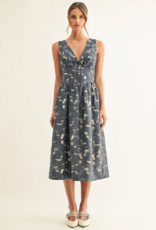 Adelyn Rae Arleta Jacquard Sleeveless Corset Midi Dress