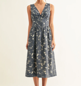 Adelyn Rae Arleta Jacquard Sleeveless Corset Midi Dress