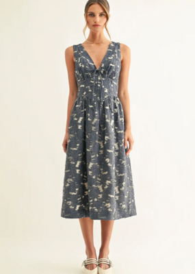 Adelyn Rae Arleta Jacquard Sleeveless Corset Midi Dress