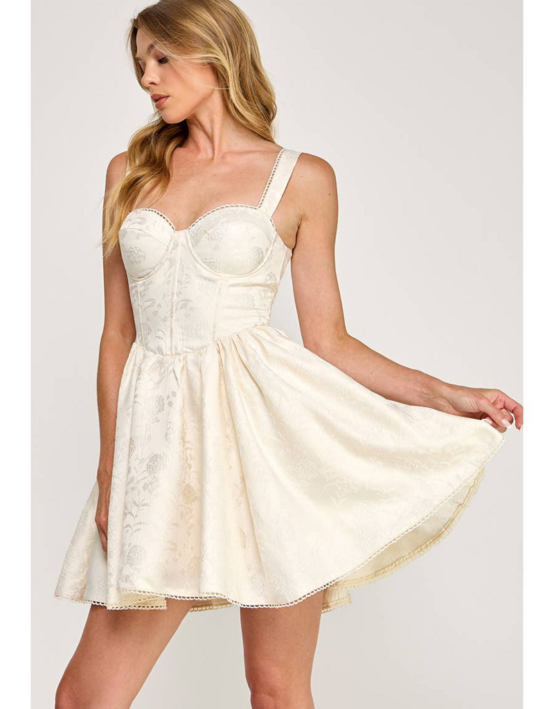 The Vintage Shop Aurora Jacquard Mini Corset Dress