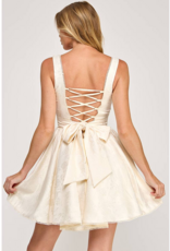 The Vintage Shop Aurora Jacquard Mini Corset Dress