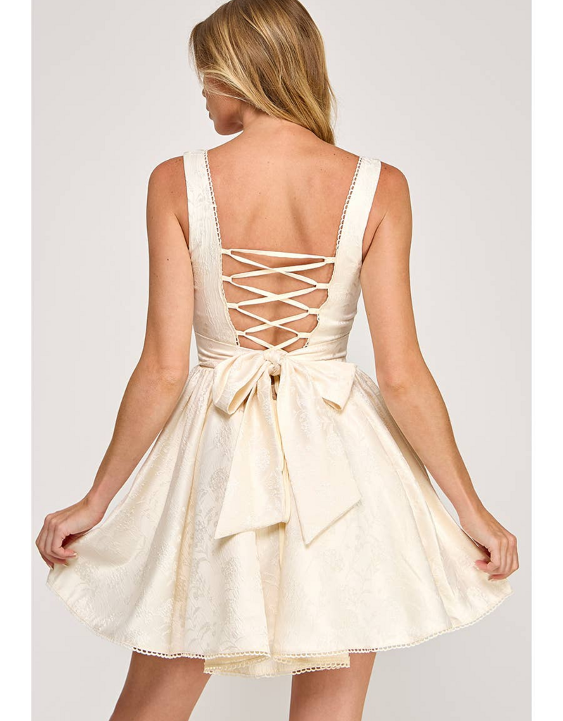The Vintage Shop Aurora Jacquard Mini Corset Dress