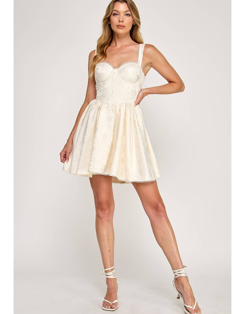 The Vintage Shop Aurora Jacquard Mini Corset Dress