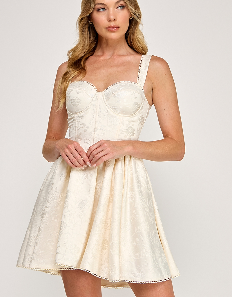 The Vintage Shop Aurora Jacquard Mini Corset Dress