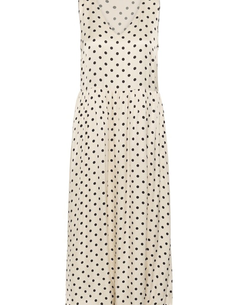 Part Two Dorina Midi V-Neck Dress in Cream Polka Dot