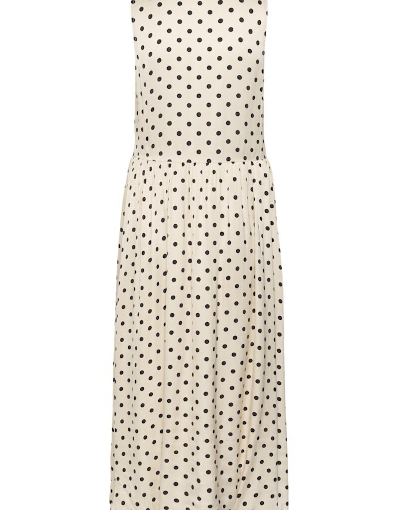 Part Two Dorina Midi V-Neck Dress in Cream Polka Dot