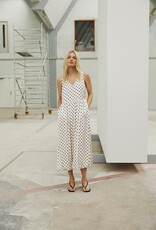 Part Two Dorina Midi V-Neck Dress in Cream Polka Dot