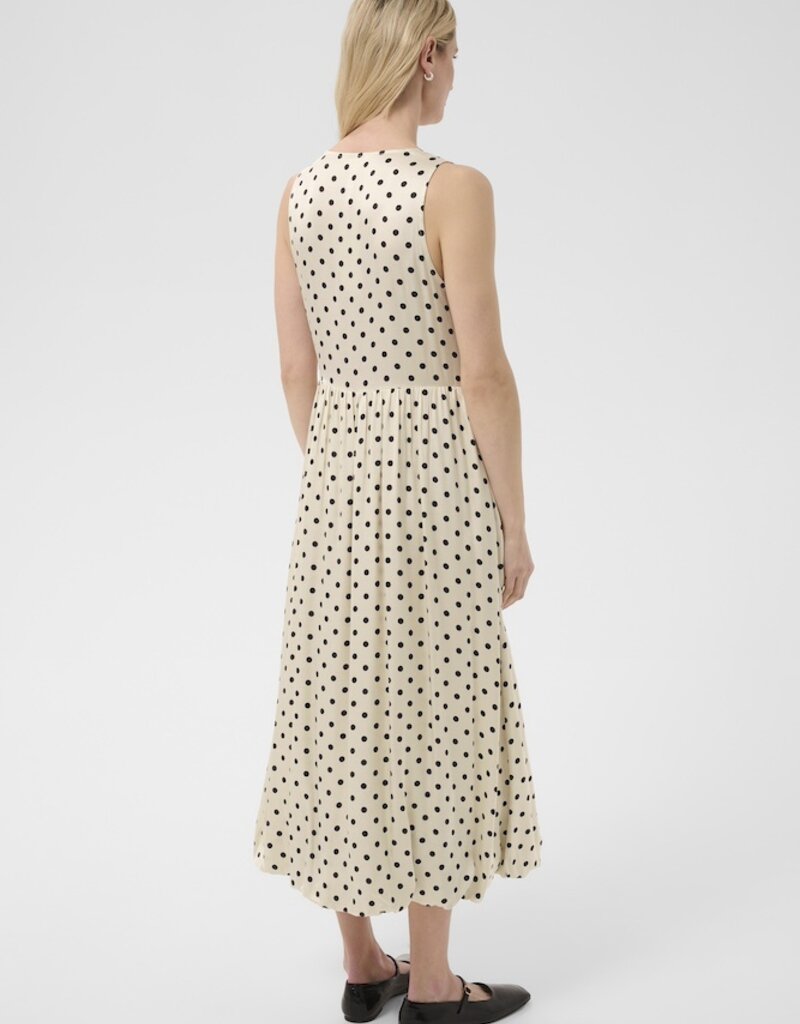 Part Two Dorina Midi V-Neck Dress in Cream Polka Dot