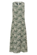 Cream Torli Printed Midi Dress in Basil