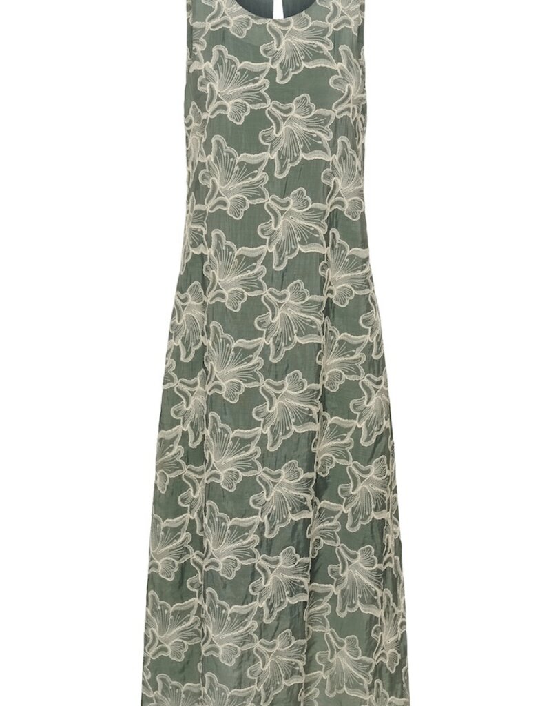 Cream Torli Printed Midi Dress in Basil