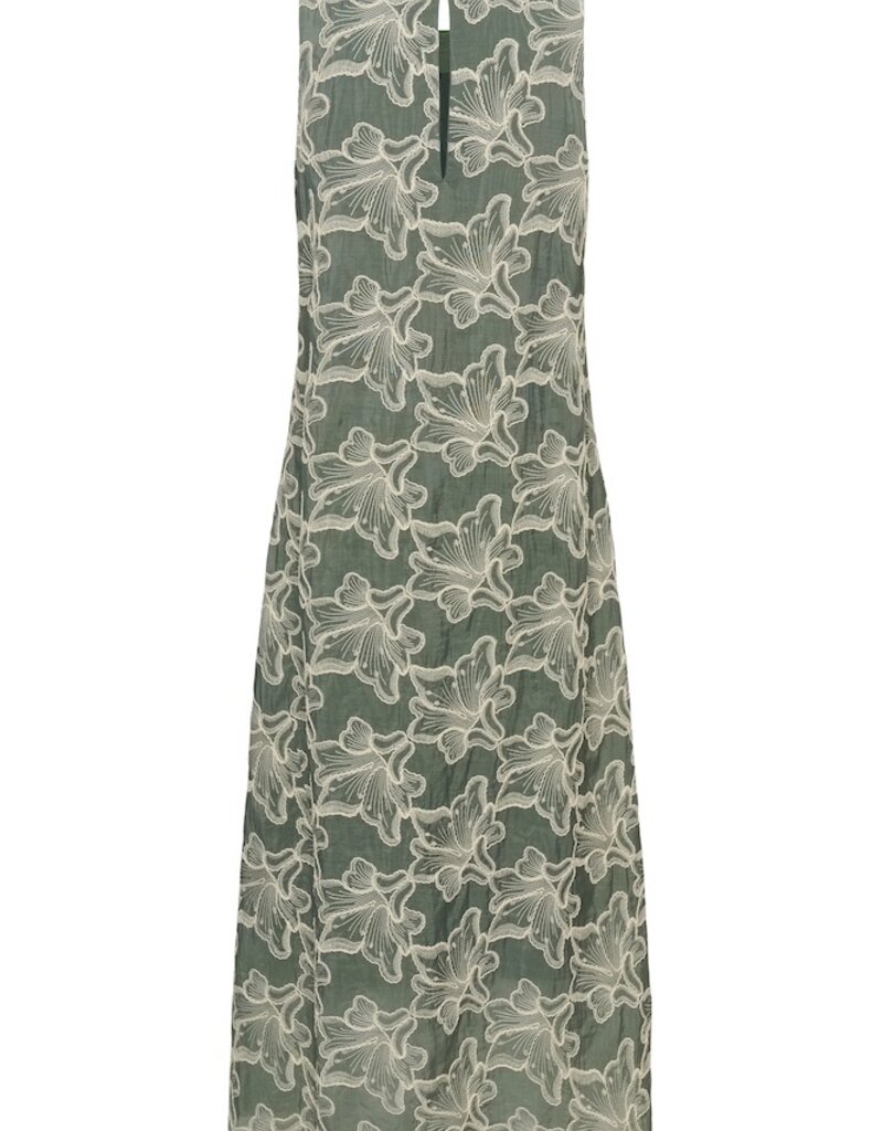 Cream Torli Printed Midi Dress in Basil