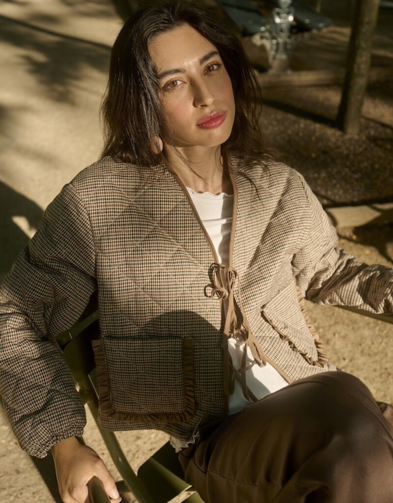 Cream May Short Jacket with Tie Closure