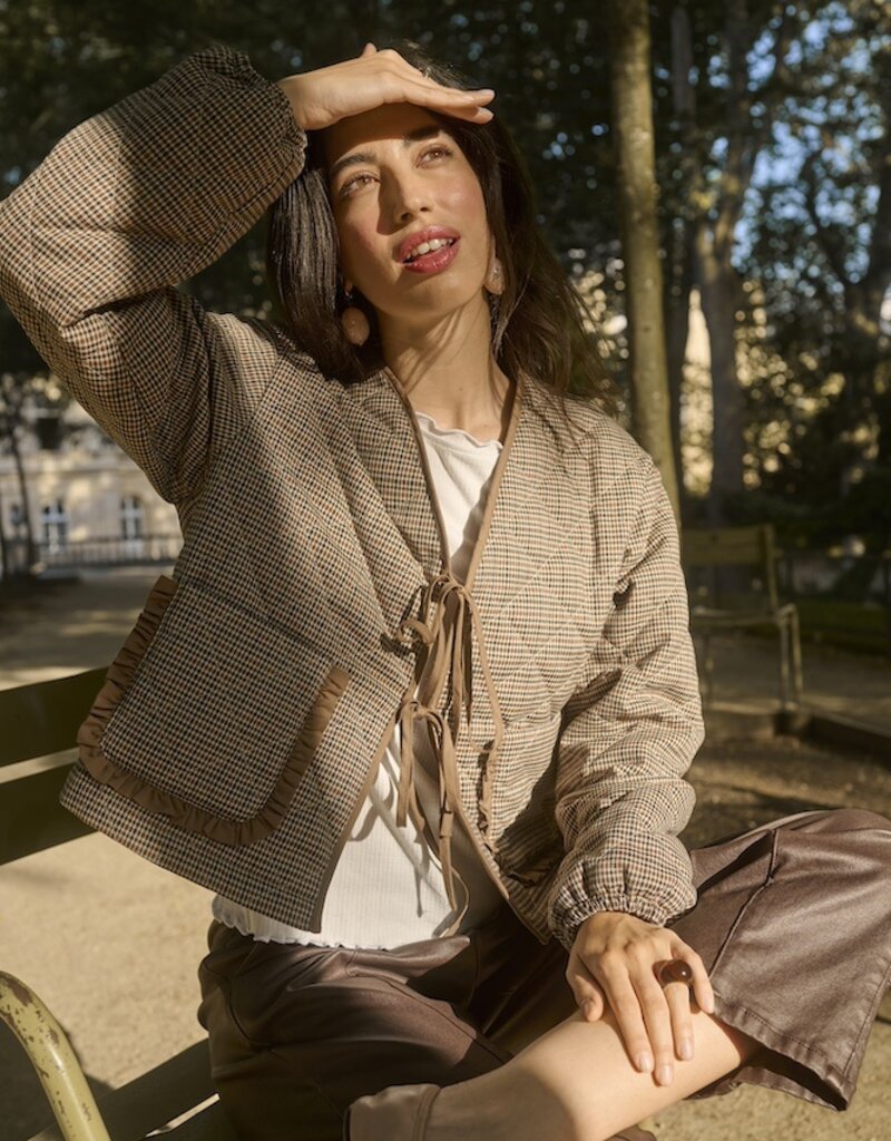 Cream May Short Jacket with Tie Closure