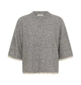 Cream Kibana Knit Pullover with Lace Trim
