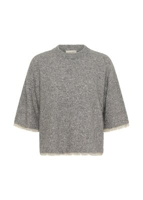 Cream Kibana Knit Pullover with Lace Trim