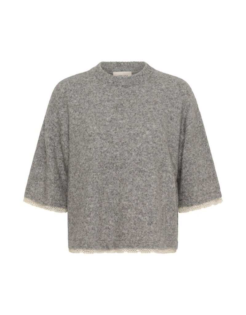 Cream Kibana Knit Pullover in Grey Melange