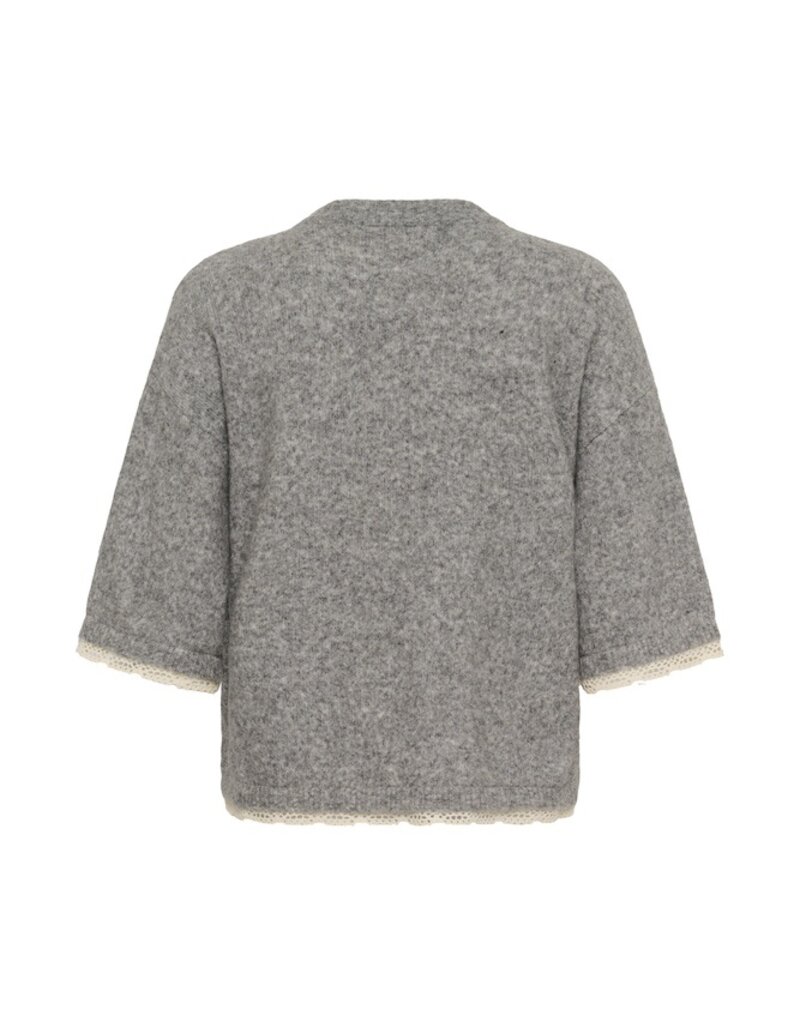 Cream Kibana Knit Pullover in Grey Melange