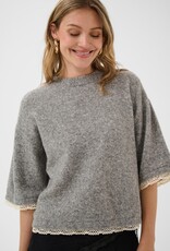 Cream Kibana Knit Pullover in Grey Melange