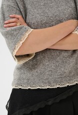Cream Kibana Knit Pullover in Grey Melange