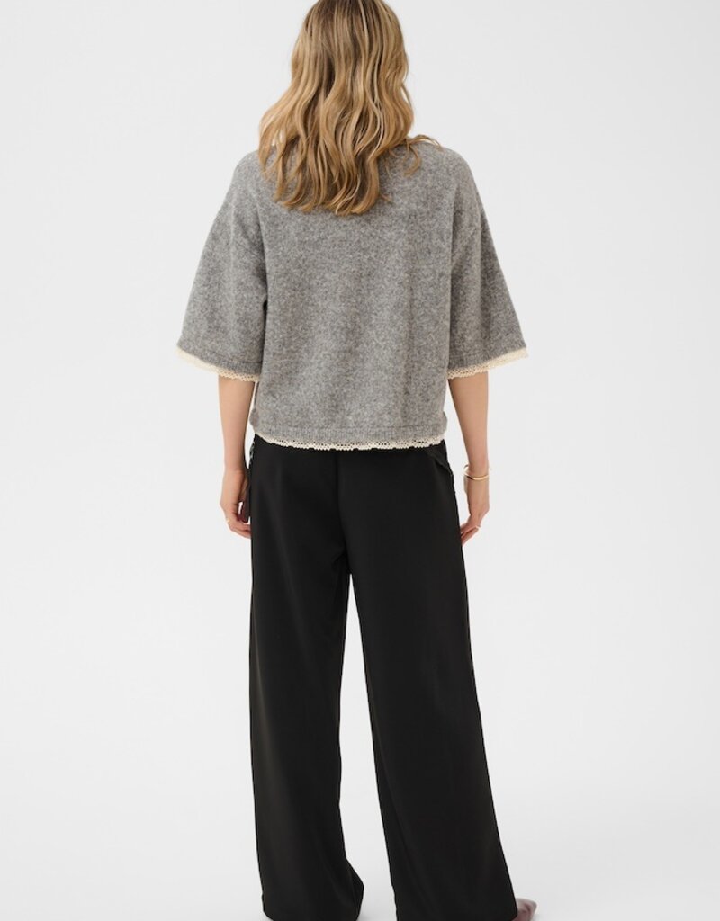 Cream Kibana Knit Pullover in Grey Melange