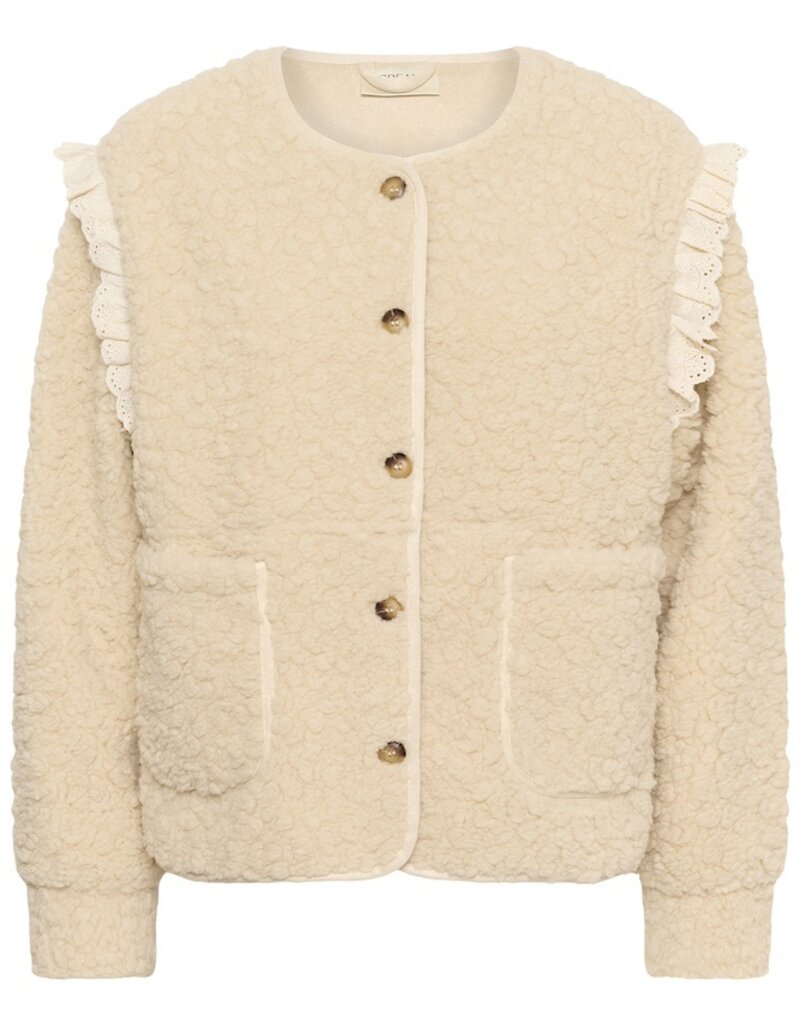 Cream Rana Teddy Jacket With Lace