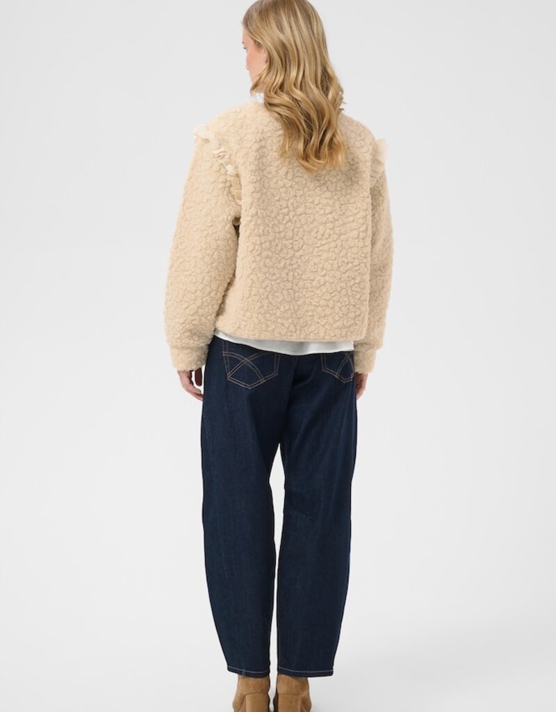 Cream Rana Teddy Jacket With Lace