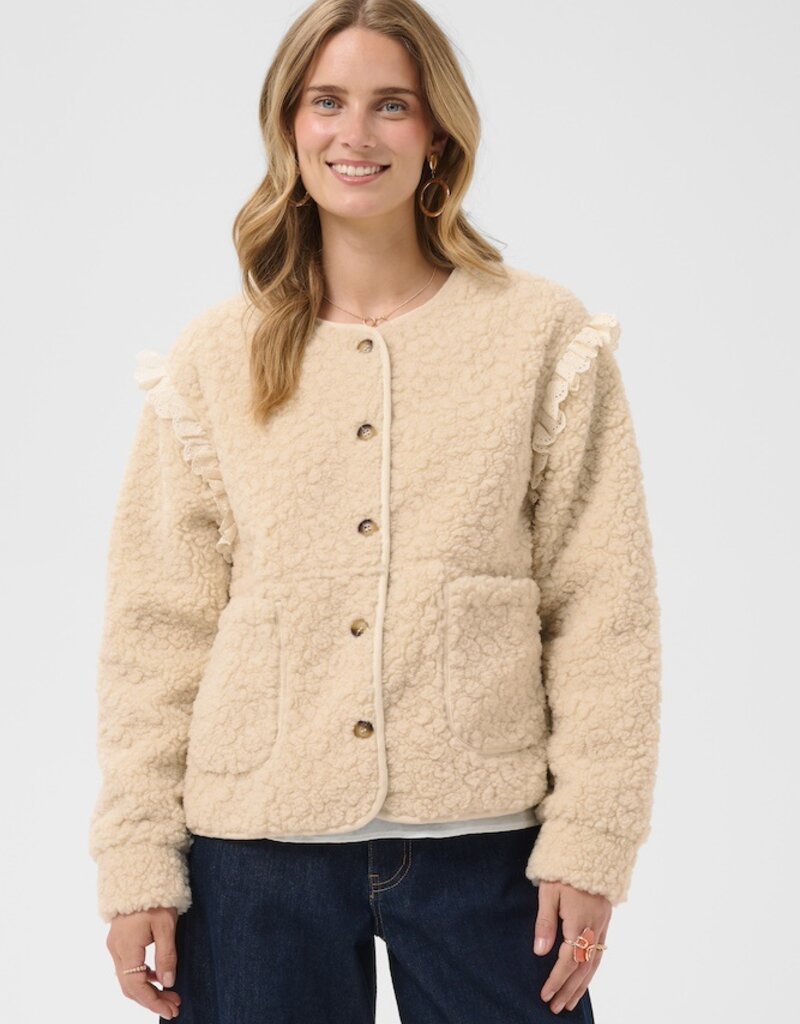 Cream Rana Teddy Jacket With Lace