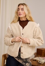 Cream Rana Teddy Jacket With Lace