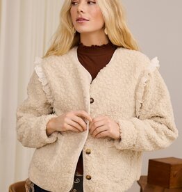 Cream Rana Teddy Jacket With Lace Detail