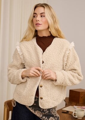 Cream Rana Teddy Jacket With Lace Detail